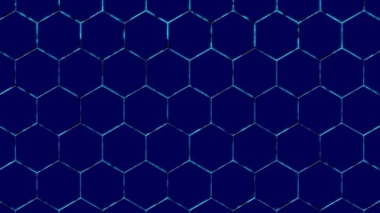 Seamless pattern with blue hexagons on neon blue background, abstract hexagon pattern for technology background - Powered by Adobe