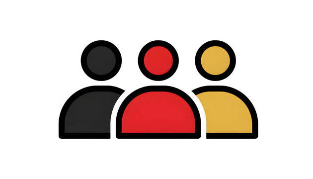 Three colorful user group icons representing diverse community and teamwork concepts.