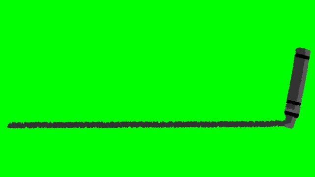 黒いクレヨンで左から右に線を引く