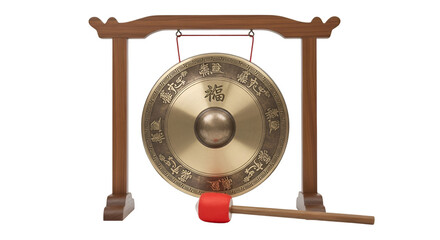 Antique brass gong ready to strike a resonant tone, invoking a sense of tradition and culture, perfect for meditation or mindfulness practices