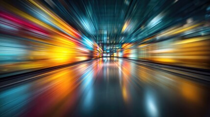 Abstract blurred studio view at tv station concept. Vibrant motion blur of a modern transport environment.