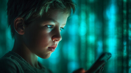 young kid using phone, social media addiction in kids