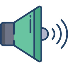 Green Megaphone Icon with Sound Waves on Transparent Background Represents Audio Signal and...