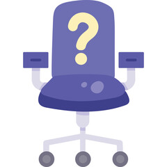 Purple Office Chair with Question Mark Icon on Transparent Background Symbolizing Uncertainty and Job Vacancy