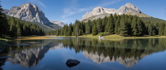 mountain lake reflection