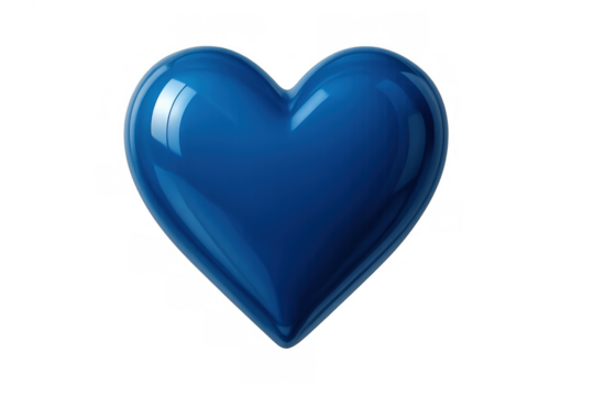 Blue glossy heart icon creating a sweet symbol of love, romance, and emotion, rendered in 3d with a transparent background