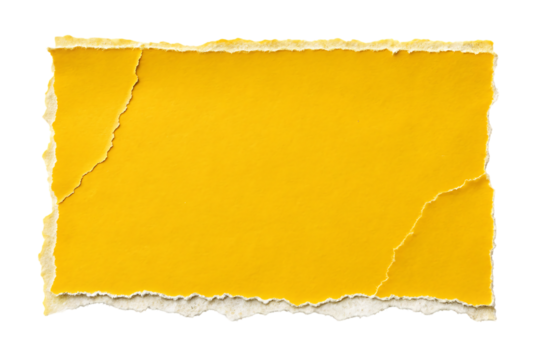 Piece of yellow torn edges paper ripped vintage textured look