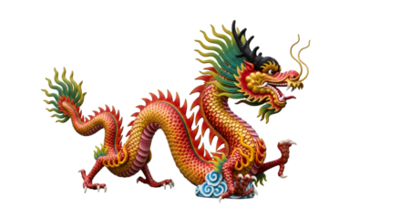 Vibrant Chinese dragon statue embodying power, tradition, and cultural richness for captivating designs and festive celebrations worldwide