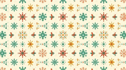  illustration of a Christmas pattern in flat design style, featuring a festive and modern aesthetic, with bold lines, simple shapes, and vibrant colors,