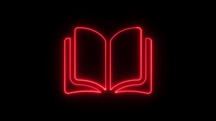 blue neon outline of an open book on a black background glowing. academic, animation, black background, blue, book, classroom, course, design, digital 