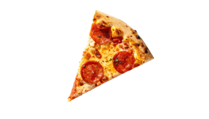 Single pepperoni pizza slice against a black background
