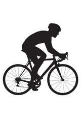 Naklejka premium Road Cycling Vector Icons with Cyclist Silhouettes and Sport Elements