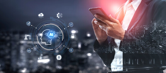 A concept of a global AI ecosystem centered on digital intelligence. Network integrates diverse applications like industrial automation, cloud computing, and fintech for worldwide innovation. Fermion