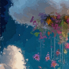 Various oil paintings, flowers, roses, peonies, chrysanthemums, landscapes, morning glories, birds, misty clouds, fairyland, fish