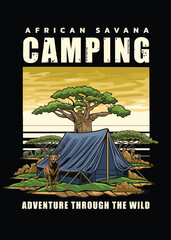 T-shirt design with illustrations of wild animals that capture the wild nature of Africa