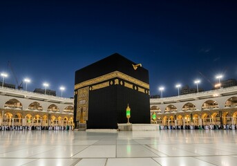 The Majesty of the Kaaba Under the Light of Night