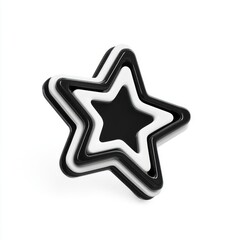 Abstract Star Shape With Black and White Layers on White Background