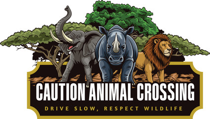 animal crossing warning sign illustration