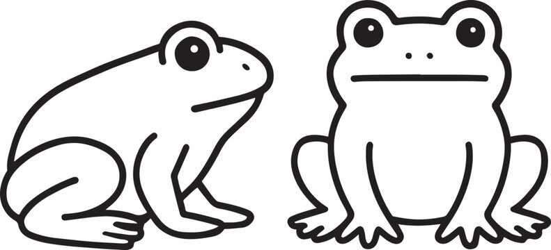 Outline Frog and Toad Clipart Simple Line Animal vector.eps