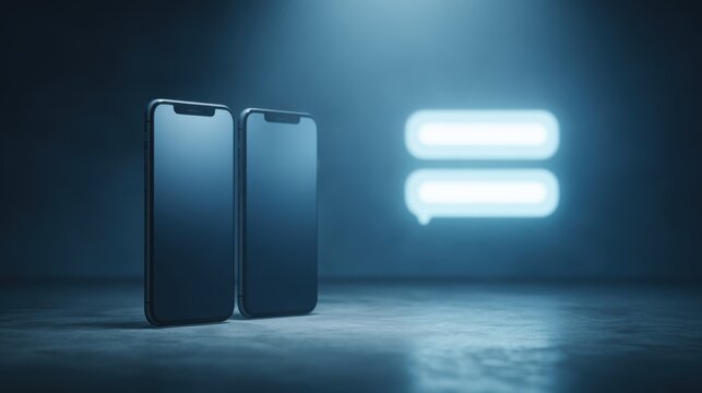 Smart phone with blank screen lying on wooden table- sunlight filter effect