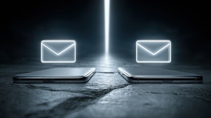 Smart phone with blank screen lying on wooden table- sunlight filter effect