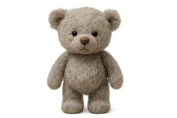 Obraz premium Teddy bear standing, a plush toy representing childhood, comfort, and innocence. Isolated on a transparent background