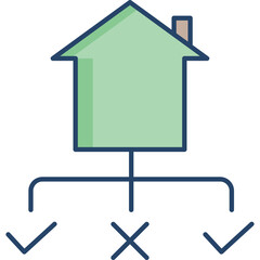 Green House Icon With Decision Tree And Check Mark Symbols On A Transparent Background