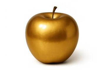 Golden apple representing wealth, success, and temptation, symbolizing luxury and high value on transparent background