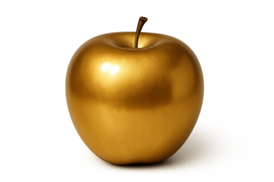 Golden apple representing wealth, success, and temptation, symbolizing luxury and high value on transparent background - Powered by Adobe