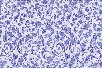 Floral background with blue flowers on white textured surface