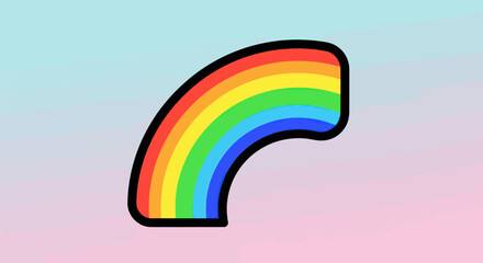 Vibrant Rainbow Arc Illustration with Bold Outline.