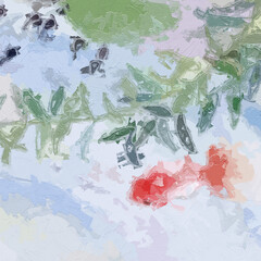 Various oil paintings, flowers, roses, peonies, chrysanthemums, landscapes, morning glories, birds, misty clouds, fairyland, fish