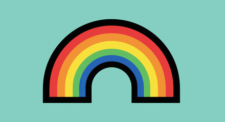 Vibrant Rainbow Arch Minimalist Design.