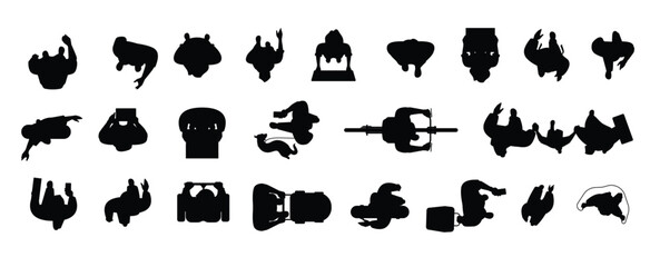 Naklejka premium people view from above people from air cartoon characters