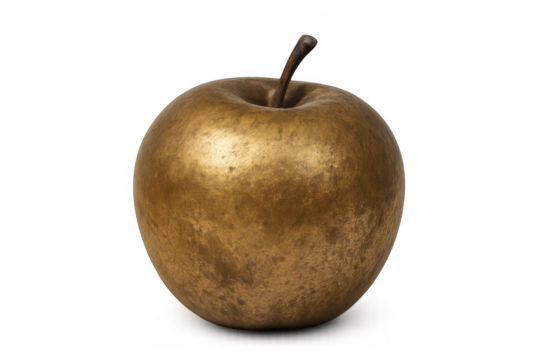 Golden apple symbolizing wealth, success, value, temptation, and luxury on a transparent background