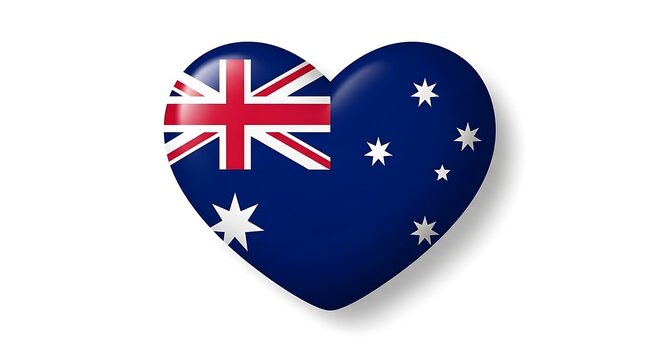 Heart shaped australian flag isolated on white background, a symbol of love for australia and patriotism - Powered by Adobe