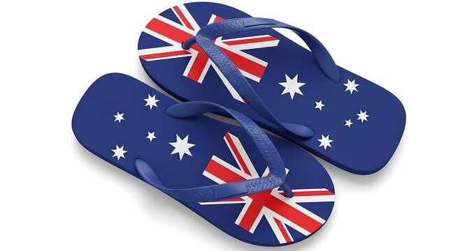 Flip flops with australian flag isolated on white background, a symbol of summer and australia - Powered by Adobe