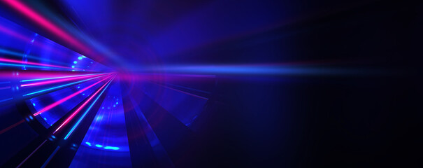 Dark abstract background. Neon glow background, laser in an empty room.