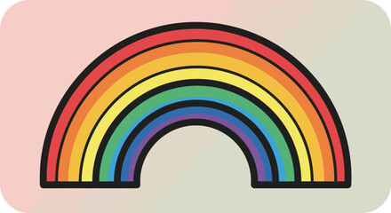 Vibrant Rainbow Arch with Bold Outline.