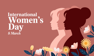 A powerful representation of International Women's Day, showcasing silhouettes of women with flowers, celebrating empowerment and the strength of womanhood in modern society.