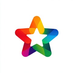 Colorful Star Shape Logo With White Center Isolated On White Background Vivid Gradient Colors