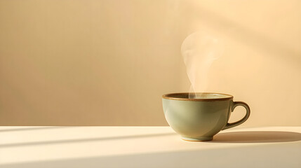 Fototapeta premium Minimal Green Tea Banner on Soft Beige