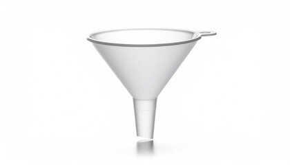 Translucent, white funnel isolated on bright background