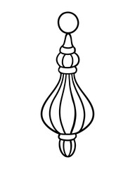 Christmas tree ornament with elegant lines and curves. Hand drawn illustration in line style.