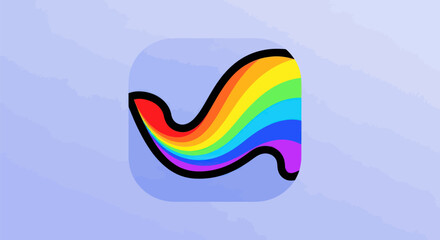 Vibrant Rainbow Wave Logo Design with Bold Outline.