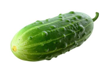 A vibrant green cucumber with bumpy skin features a subtle futuristic circuit board overlay on one end
