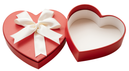 heart shaped gift box with white ribbon bow