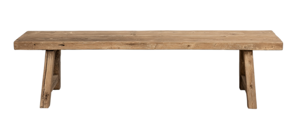 rustic wooden bench isolated on white background.