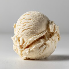 Creamy Vanilla Ice Cream Scoop With Speckles On White Background Studio Lighting