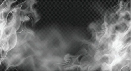 Realistic transparent wavy hot steam or smoke effect